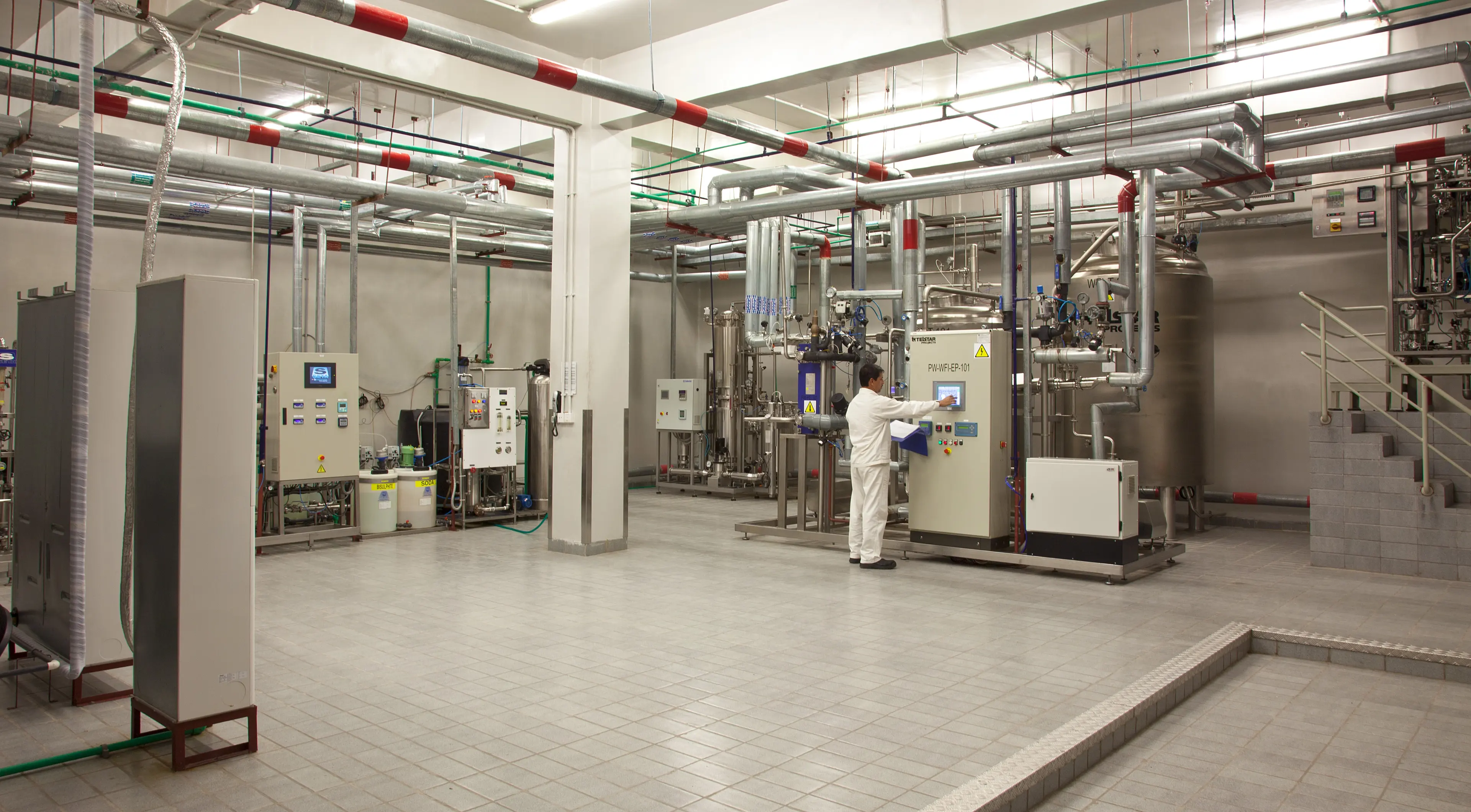Production hall with stainless-steel process equipment at the BF Biosciences facility